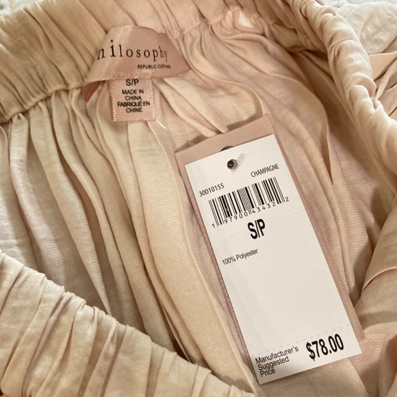 NWT Philosophy Champagne Pink Satiny Soft Pleated Maxi Skirt Sz S - Picture 7 of 8